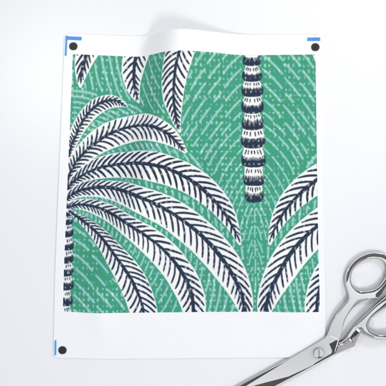 Tropical Palm Fronds Jade Green Large Scale Coastal Botanical Custom Printed Fabric by Spoonflower Various Fabrics by the Yard or Fat Quarter